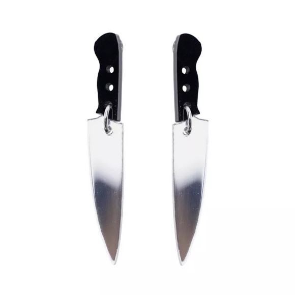 Mirrored silver Knife earrings - Picture 1 of 14